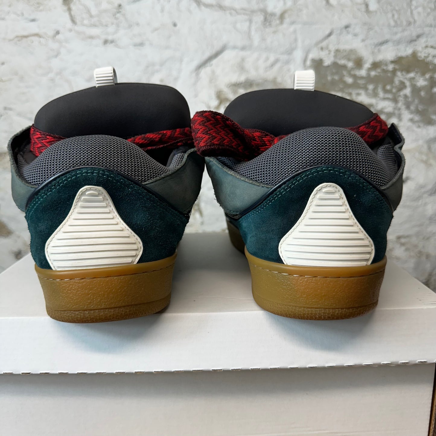 Lanvin Curb Red Lace Blue Gum Sneaker Sz 12 (45)