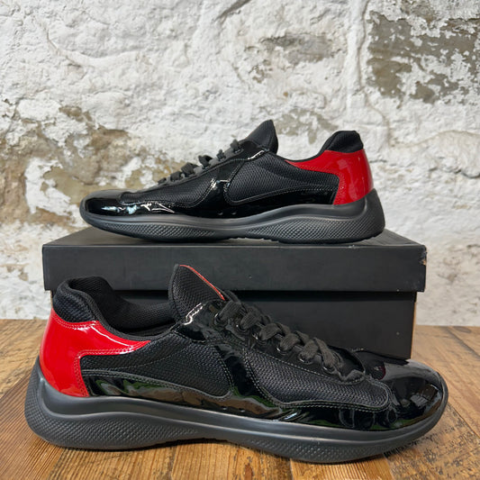 Prada Americas Cup Black Patent Red Sneaker Sz 13