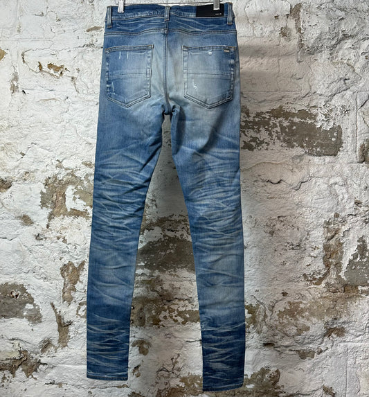 Amiri MX1 Sky Blue Cream Blue Denim Jeans Sz 29