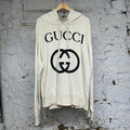 Gucci GG Logo White Pullover Hoodie Sz XL
