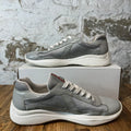 Prada Americas Cup Grey Patent White Sneaker Sz 11
