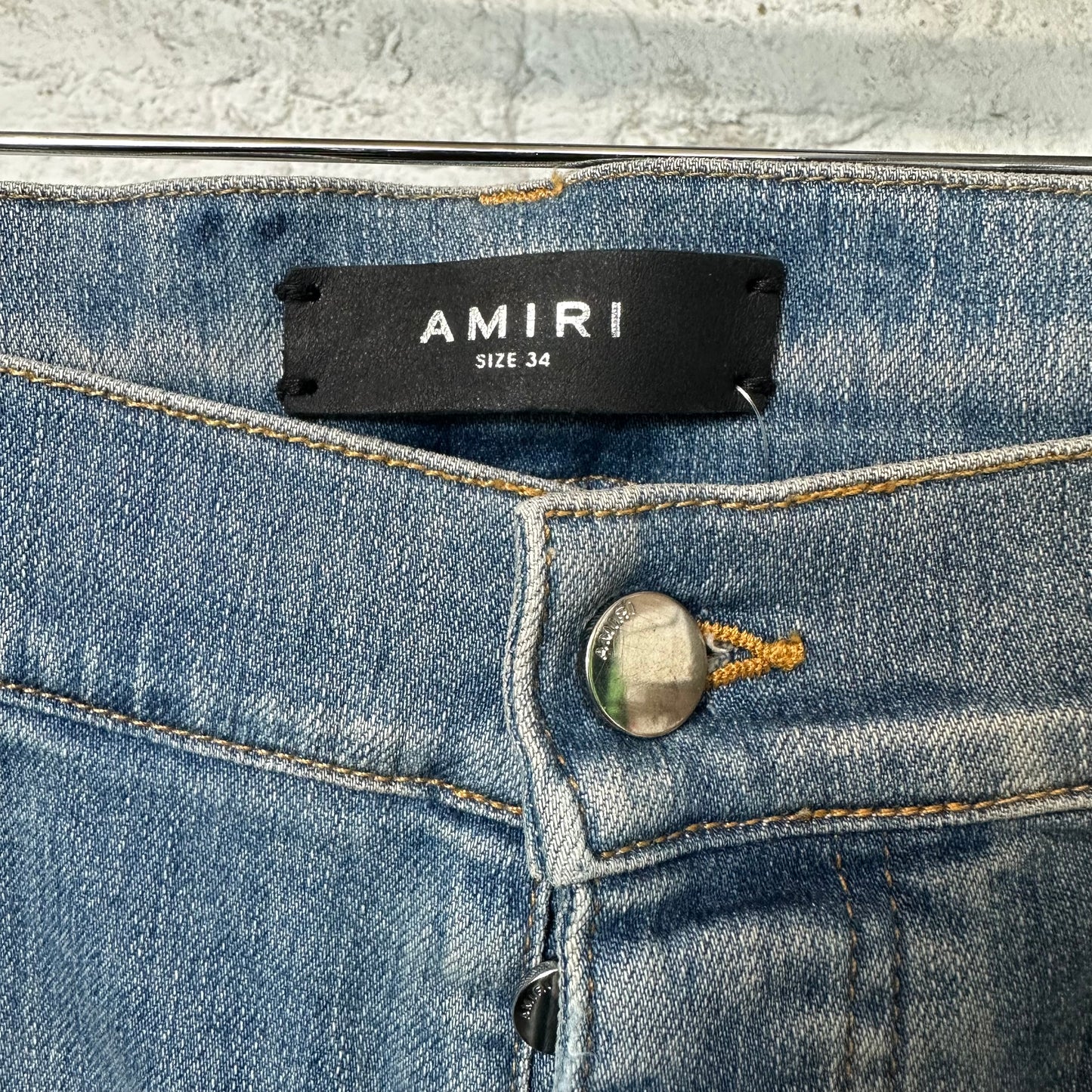 Amiri MX2 Multicolor Flannel Blue Denim Jeans Sz 34