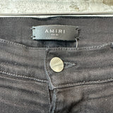 Amiri MX1 Black Leather Black Denim Jeans Sz 32