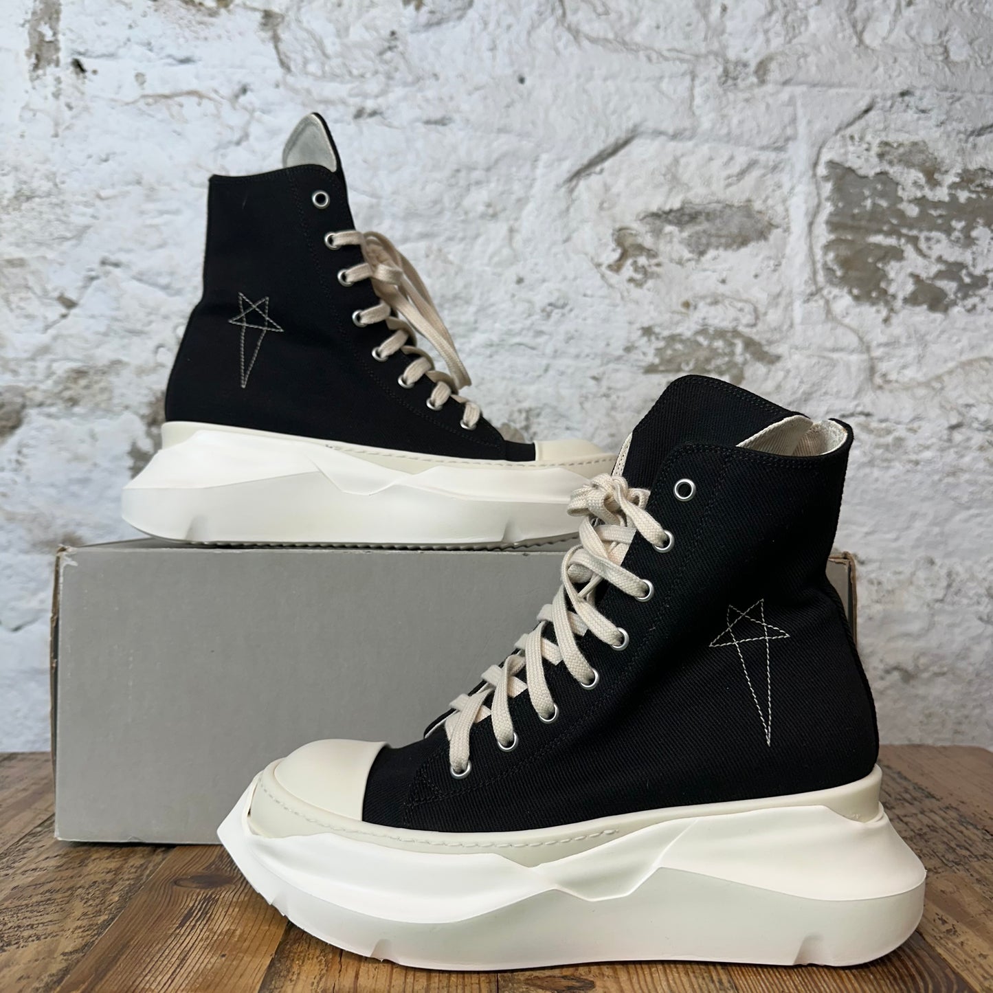 Rick Owens High Pentastitch Abstract Black Milk Sneaker Sz 6.5 (39)
