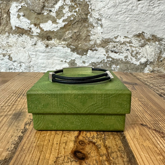 Gucci Diagonal Interlocking G Black Bracelet W/ Box