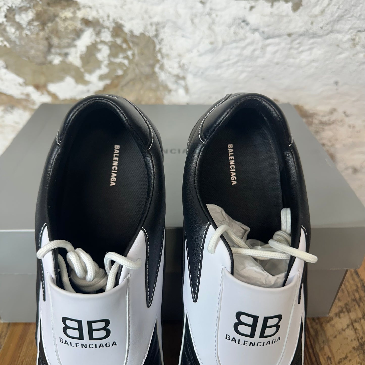 Balenciaga Black White Leather Zen Sneaker Sz 11 (44)