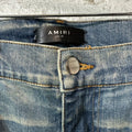 Amiri Black Cobra Distressed Blue Denim Jeans Sz 34
