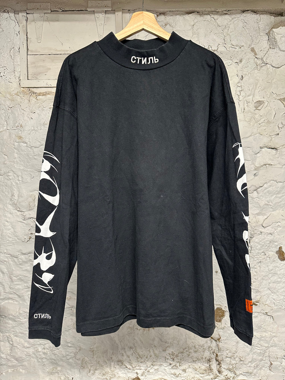 Heron Preston Black Mockneck T-Shirt L/S Sz XL