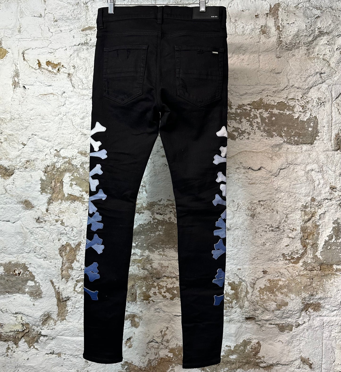 Amiri Blue Gradient Bones Black Denim Jeans Sz 30