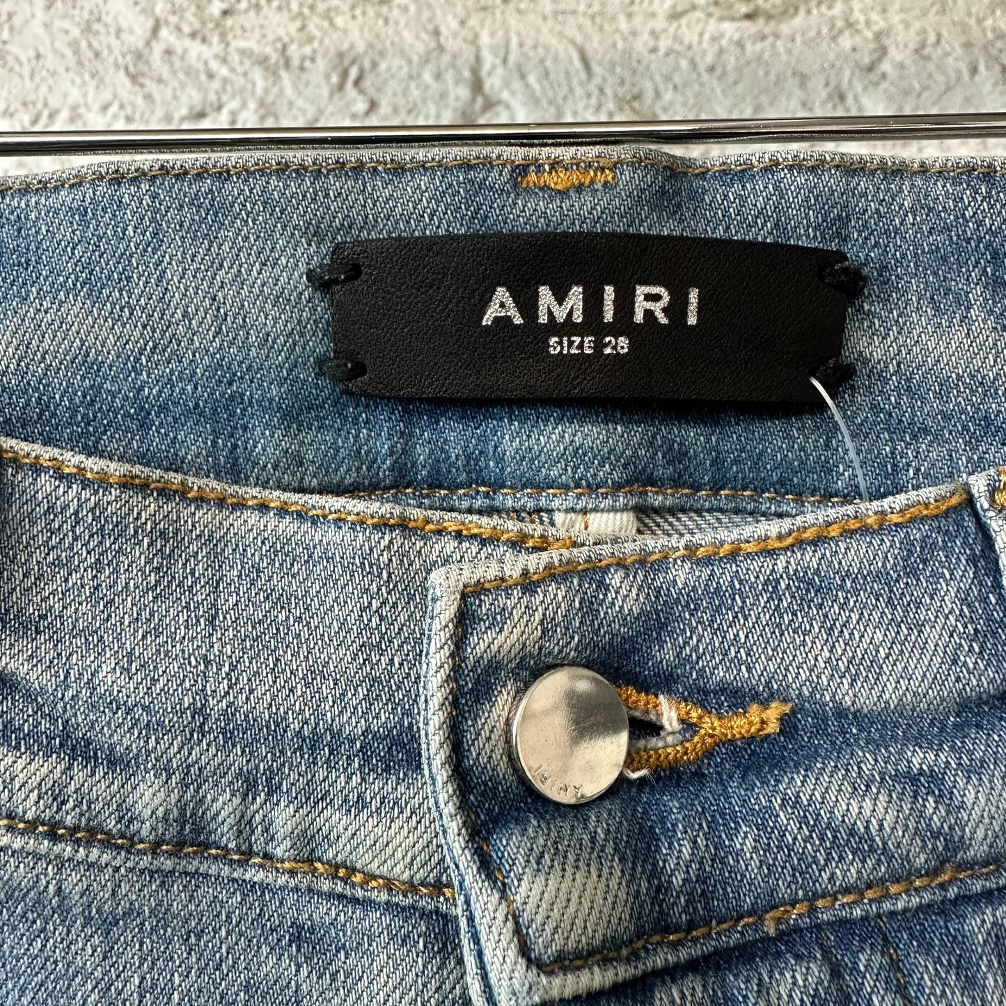 Amiri Multicolor Paisley Patch Blue Denim Jeans Sz 28