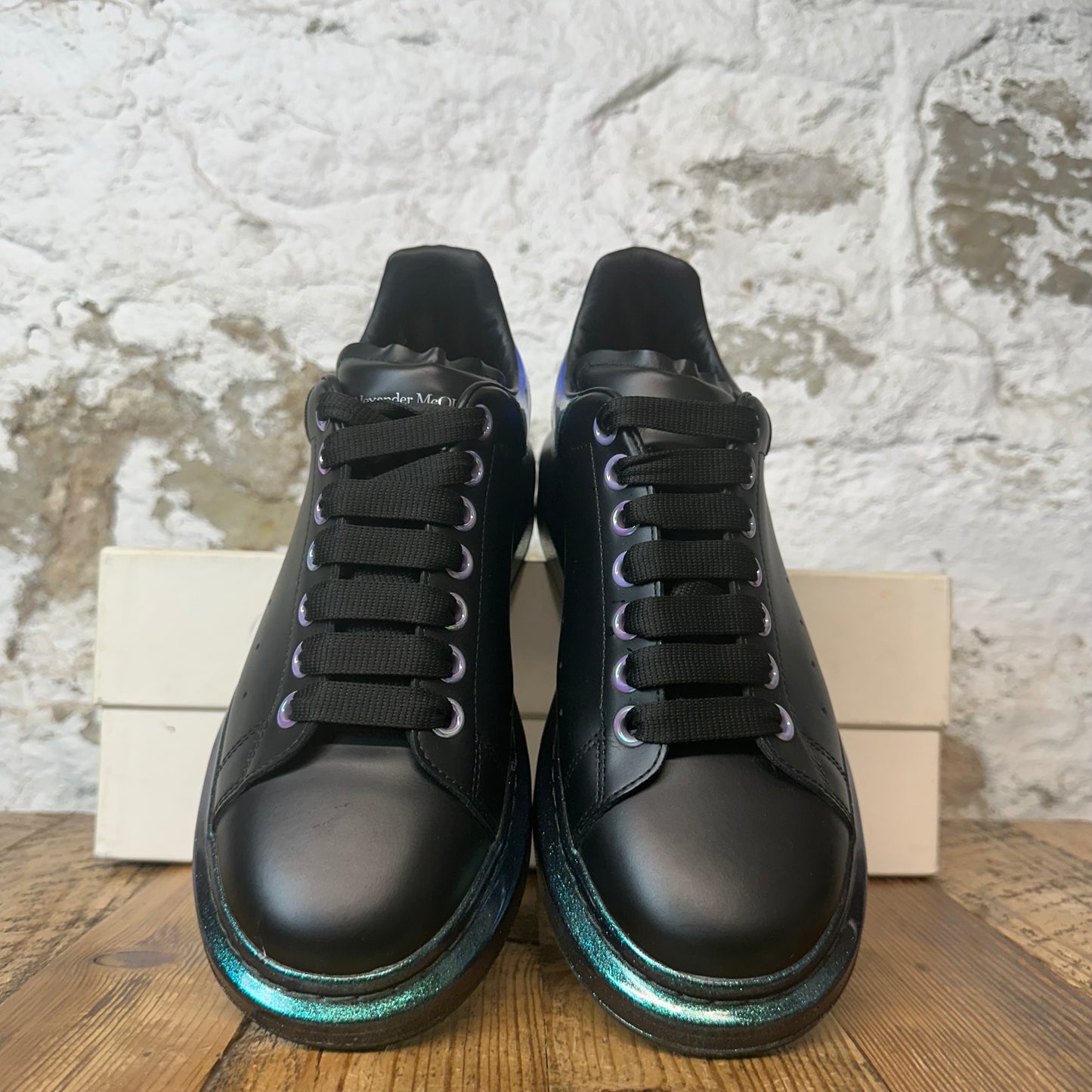 Alexander Mcqueen Iridescent Tab Black Sneaker Sz 7 (40)