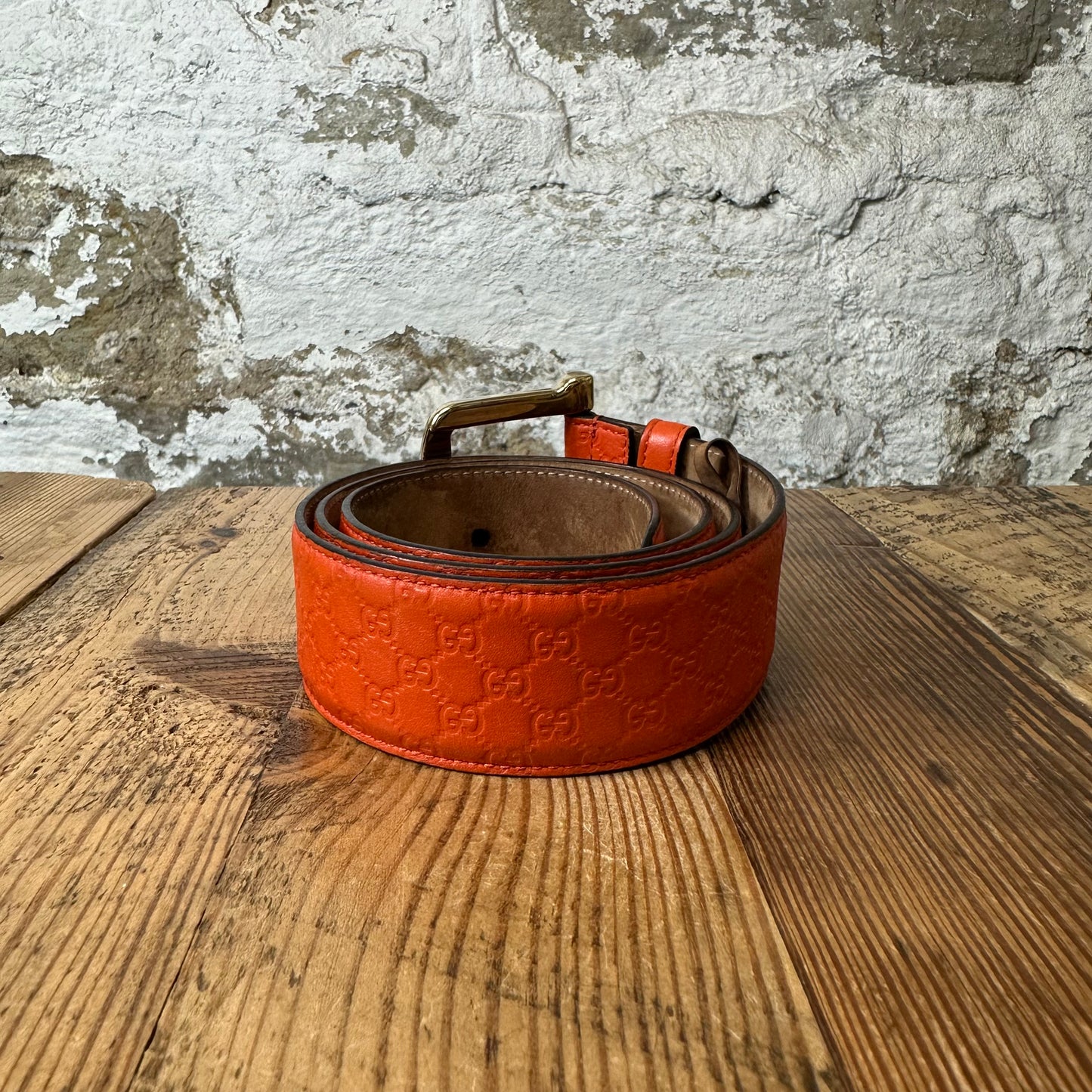 Gucci Orange GG Monogram Belt Sz (85/34)