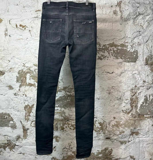 Amiri MX1 Black Paisley Grey Denim Jeans Sz 28
