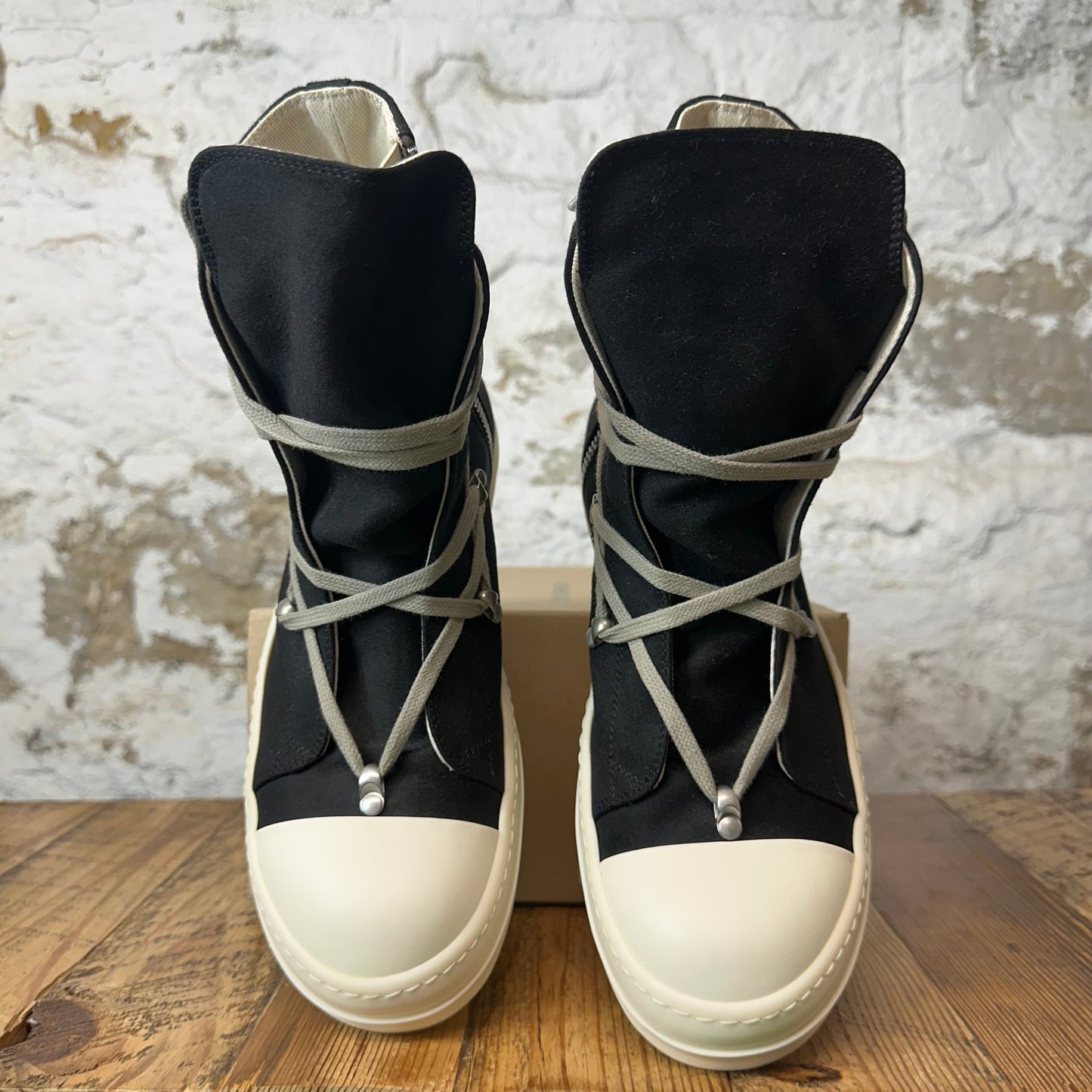Rick Owens High Hexa Lace Black Pearl Milk Sneaker Sz 7 (40)