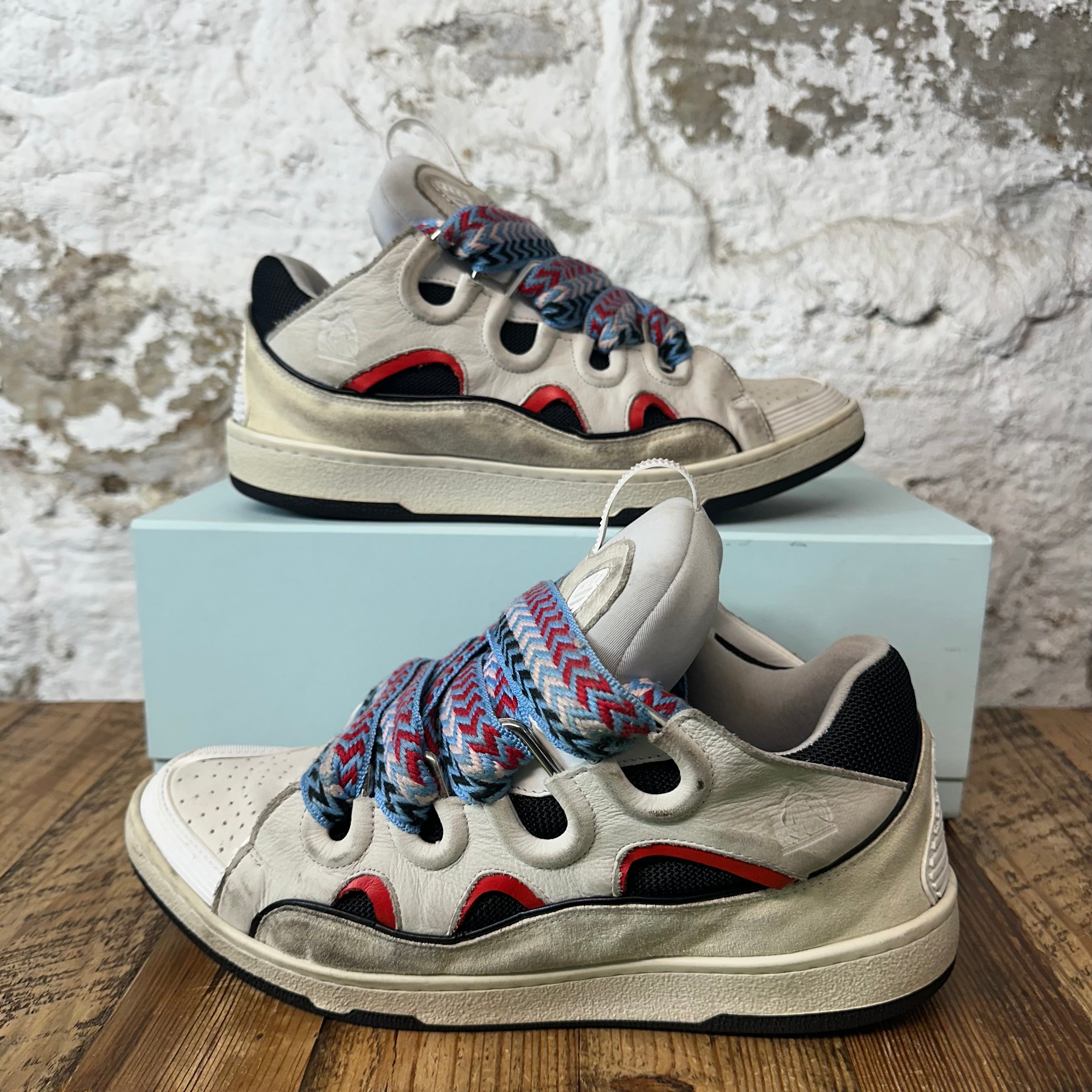 Lanvin Curb Multicolor Lace Gray Black Sneaker Sz 11 (44)