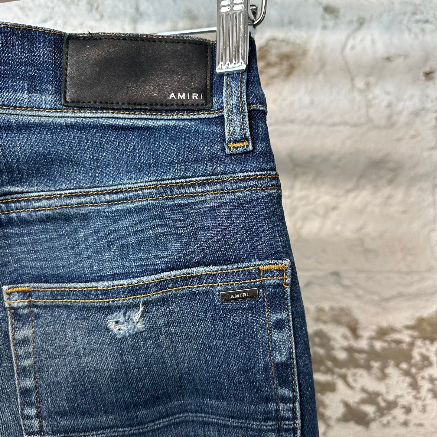 Amiri MX1 Dark Blue Suede Dark Blue Denim Jeans Sz 29