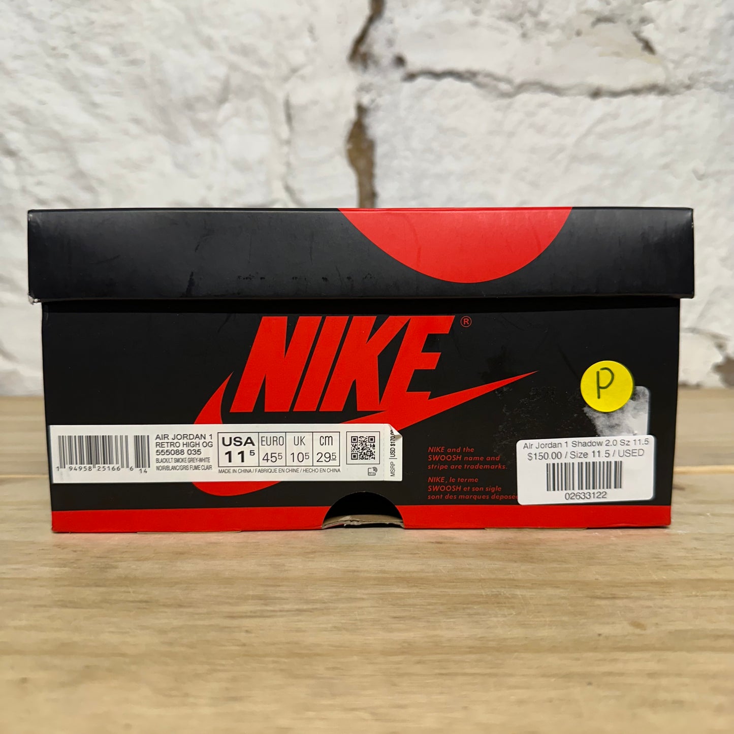 Air Jordan 1 Shadow 2.0 Sz 11.5