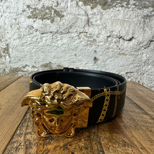 Versace La Medusa Chain Print Black Belt Sz (100/40)