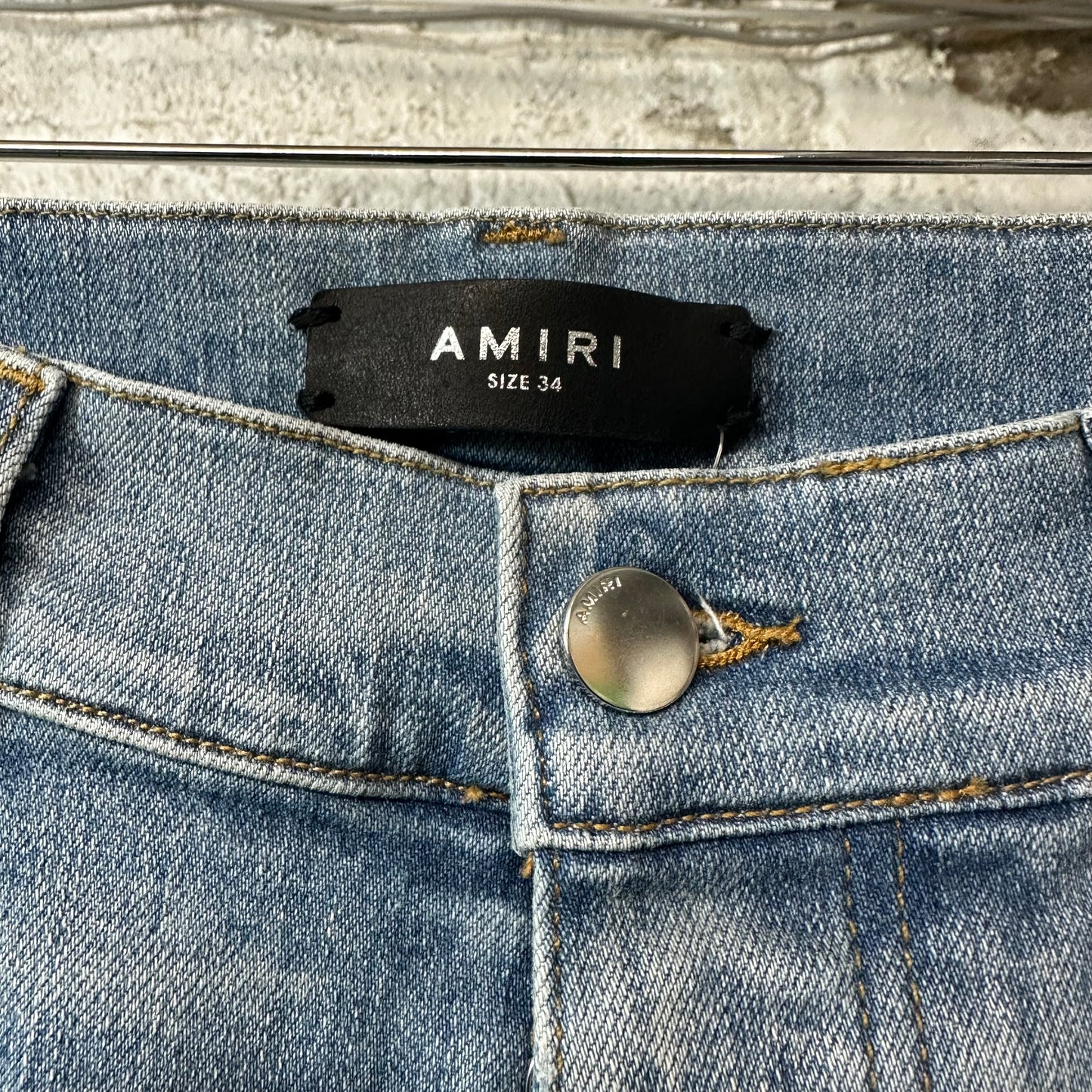 Amiri MX1 Green Plaid Flannel Blue Denim Jeans Sz 34