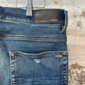 Amiri MX1 Orange Suede Dark Blue Denim Jeans Sz 34