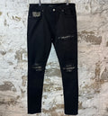 Amiri MX1 Cheetah Print Black Denim Jeans Sz 33