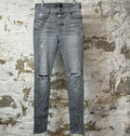 Amiri Knee Rip Shotgun Gray Denim Jeans Sz 33