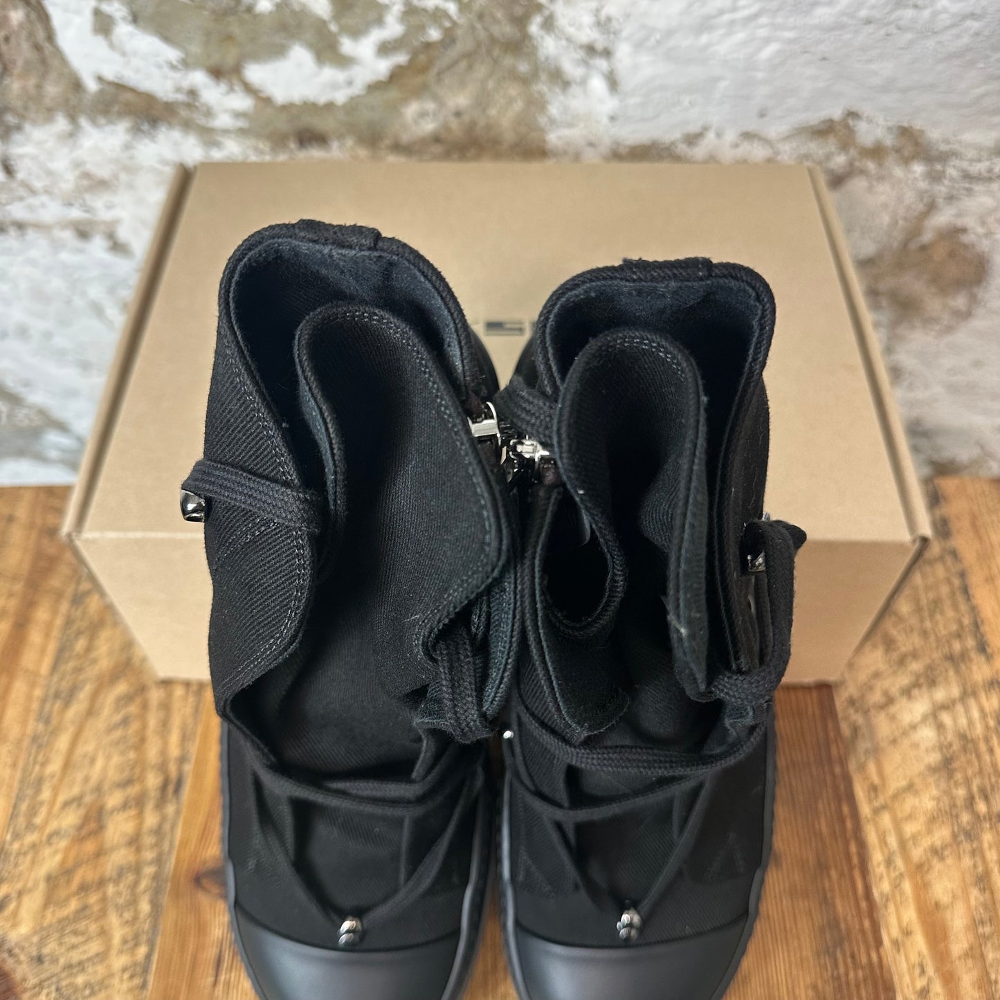 Rick Owens High Hexa Lace Triple Black Sneaker Sz 12.5 (45.5) DS
