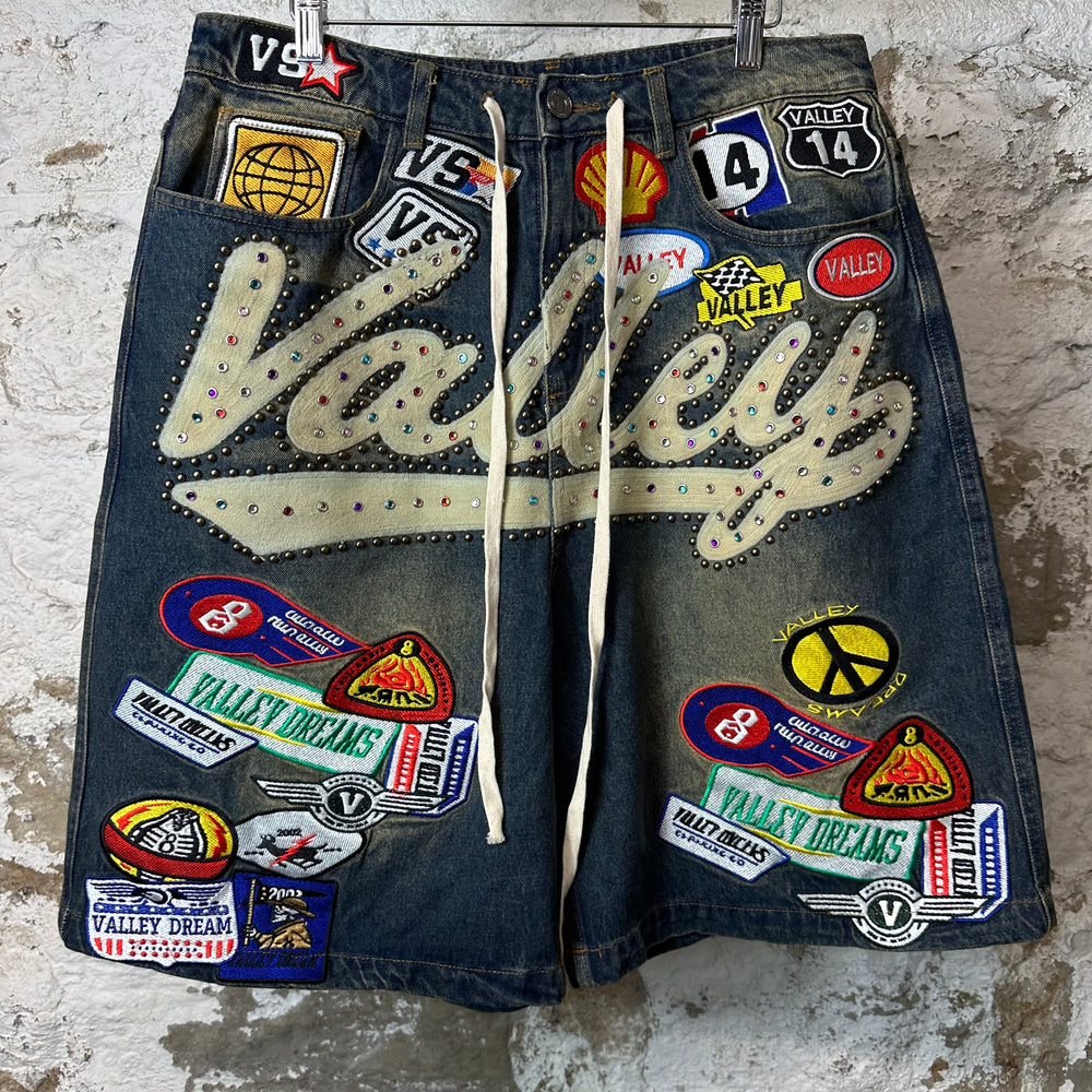Vale 1980's Patchwork Blue Jean Shorts Sz 30