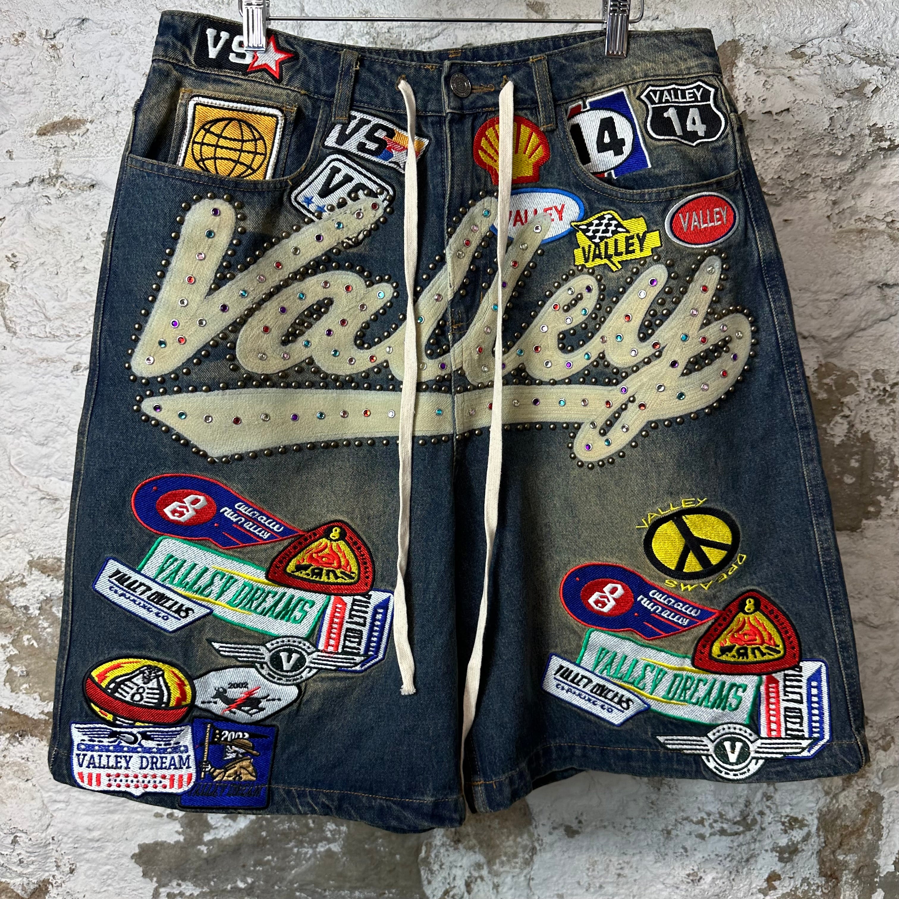 Vale 1980's Patchwork Blue Jean Shorts Sz 30