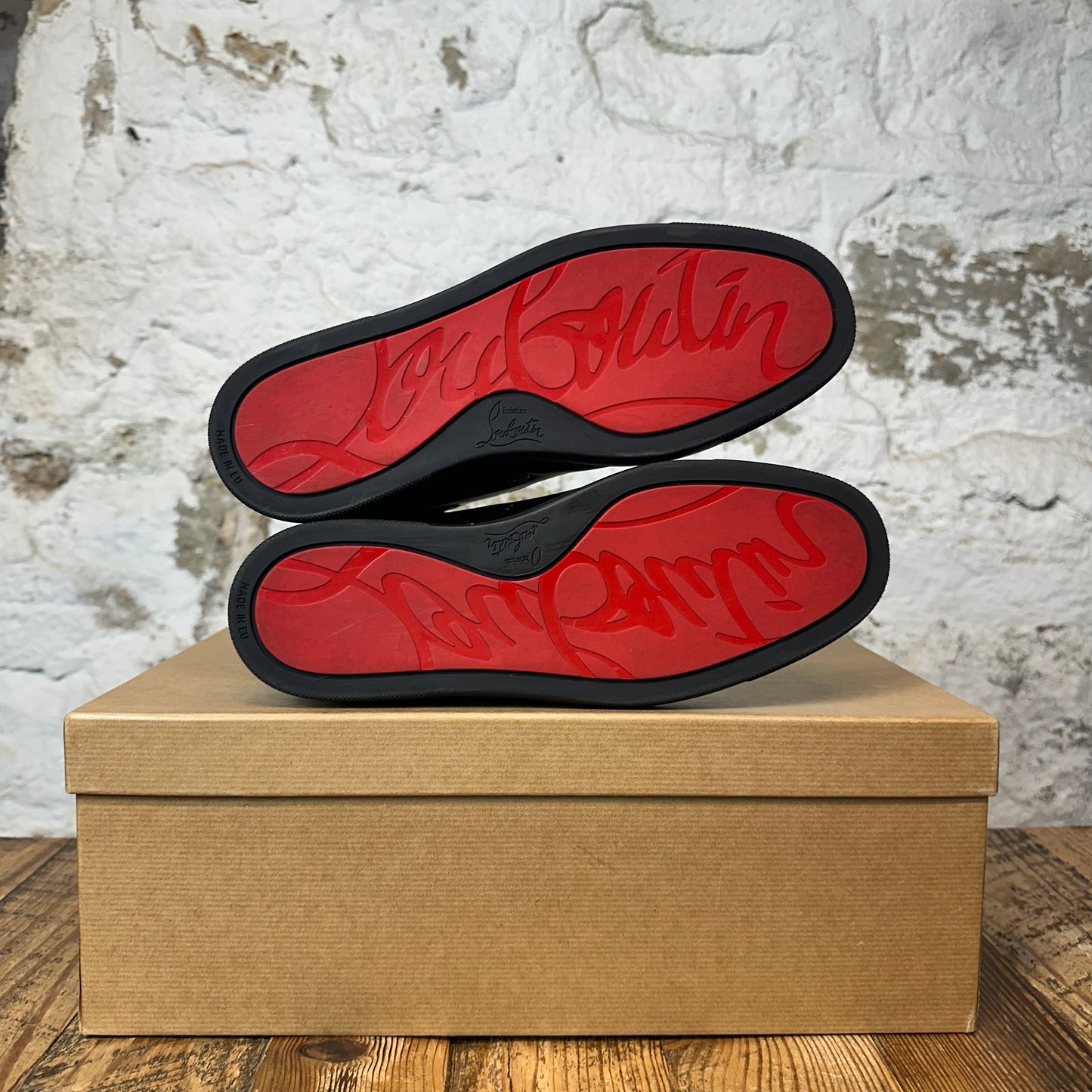 Christian Louboutin High Triple Black Leather Sneaker Sz 7 (40)