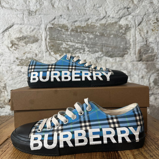 Burberry Larkhall Spellout Blue Plaid Sneaker Sz 9.5 (42.5)