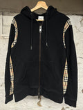 Burberry Black Plaid Stripe Hoodie Sz XS