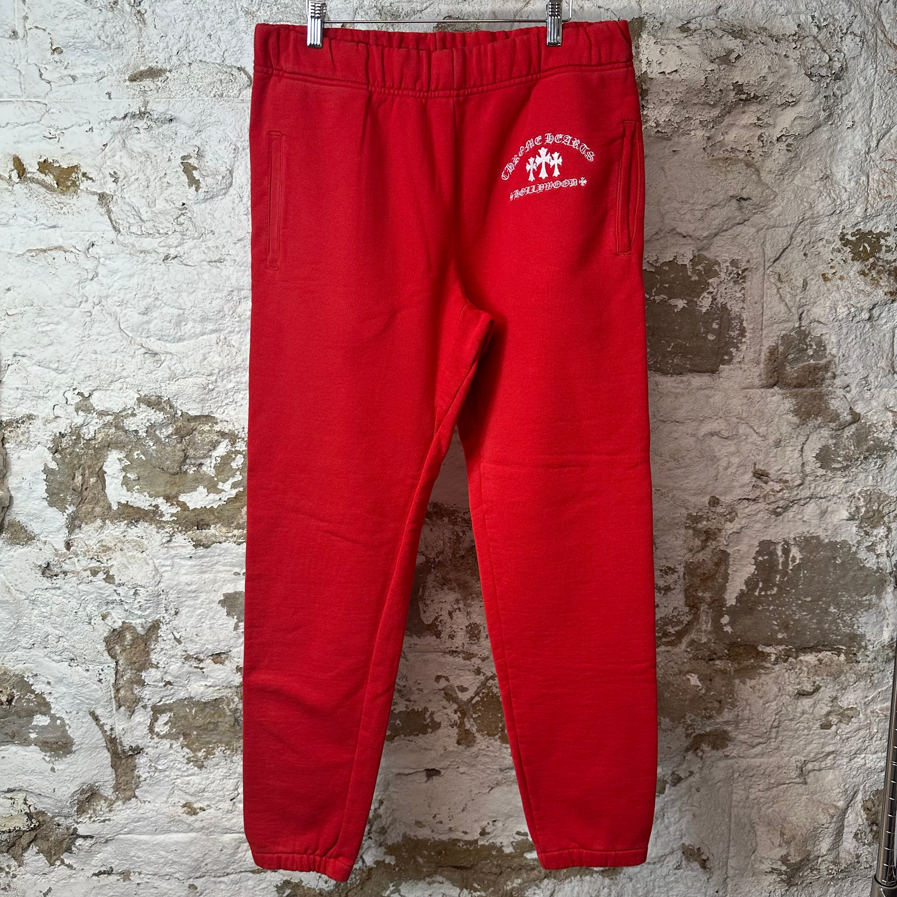 Chrome Hearts Triple Cross Hollywood Red Sweatpants Sz L