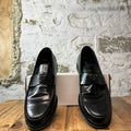 Prada Brushed Leather Black Loafer Sz 13