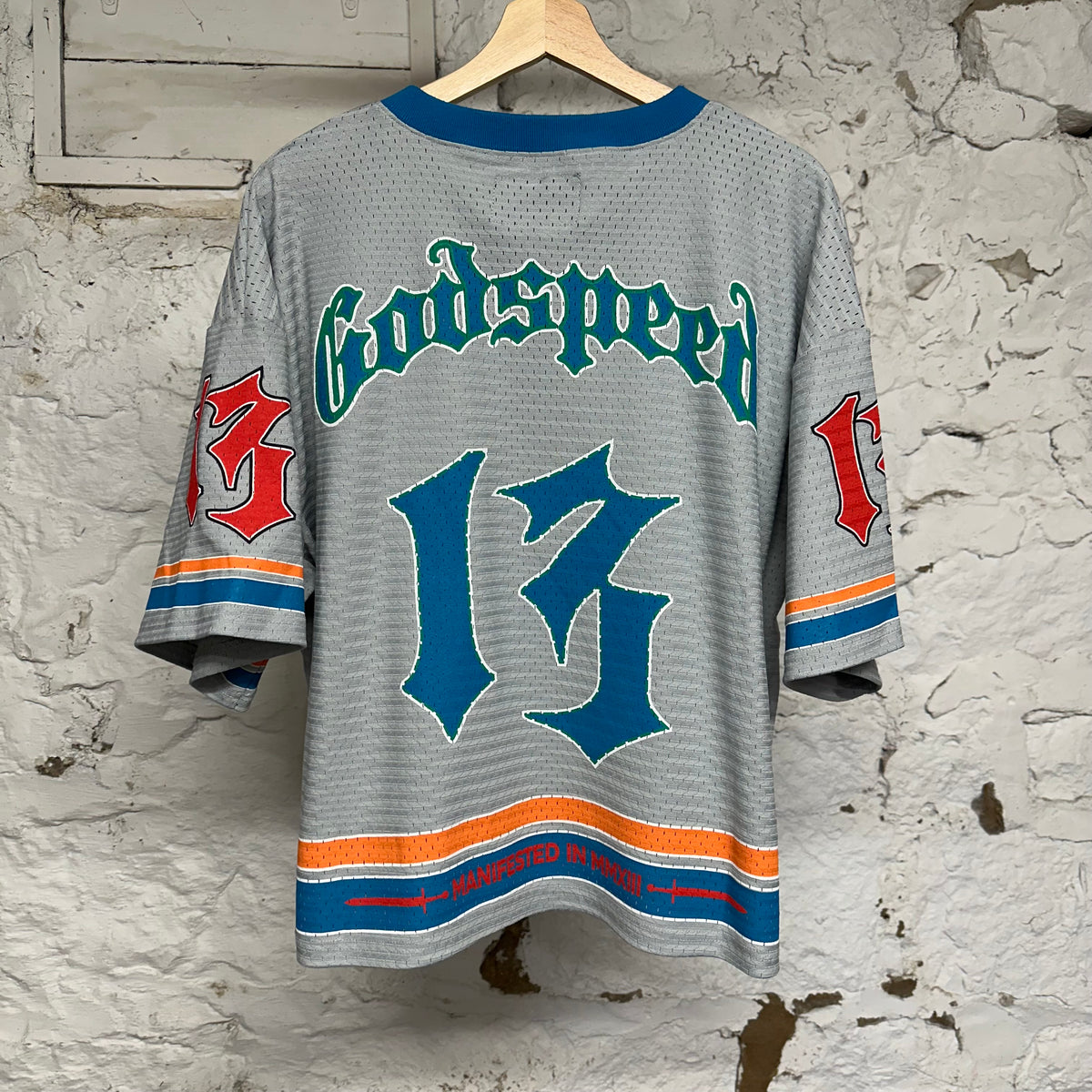 Godspeed First Down Grey Football Jersey Sz S
