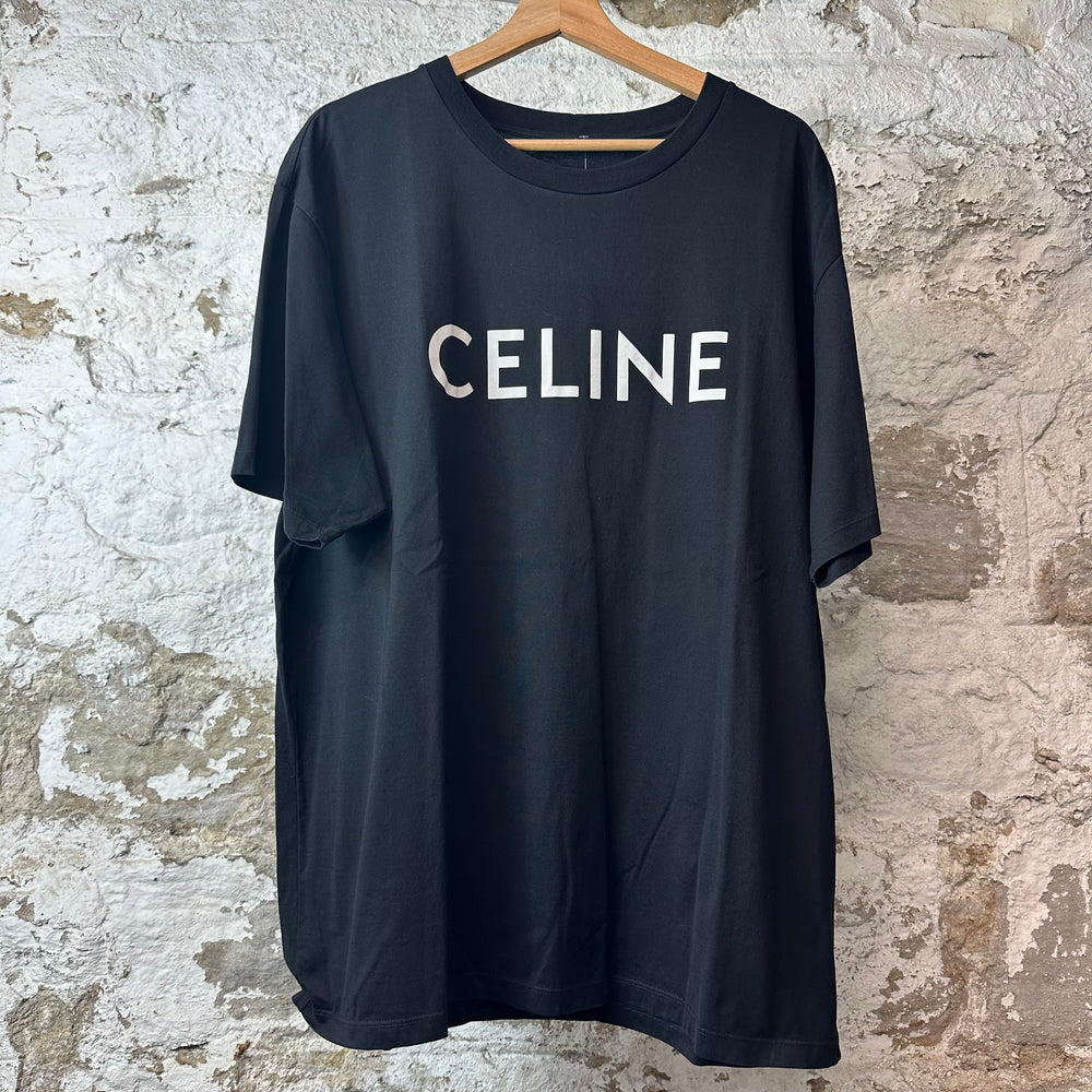 Celine White Spellout Black T-Shirt Sz XXL