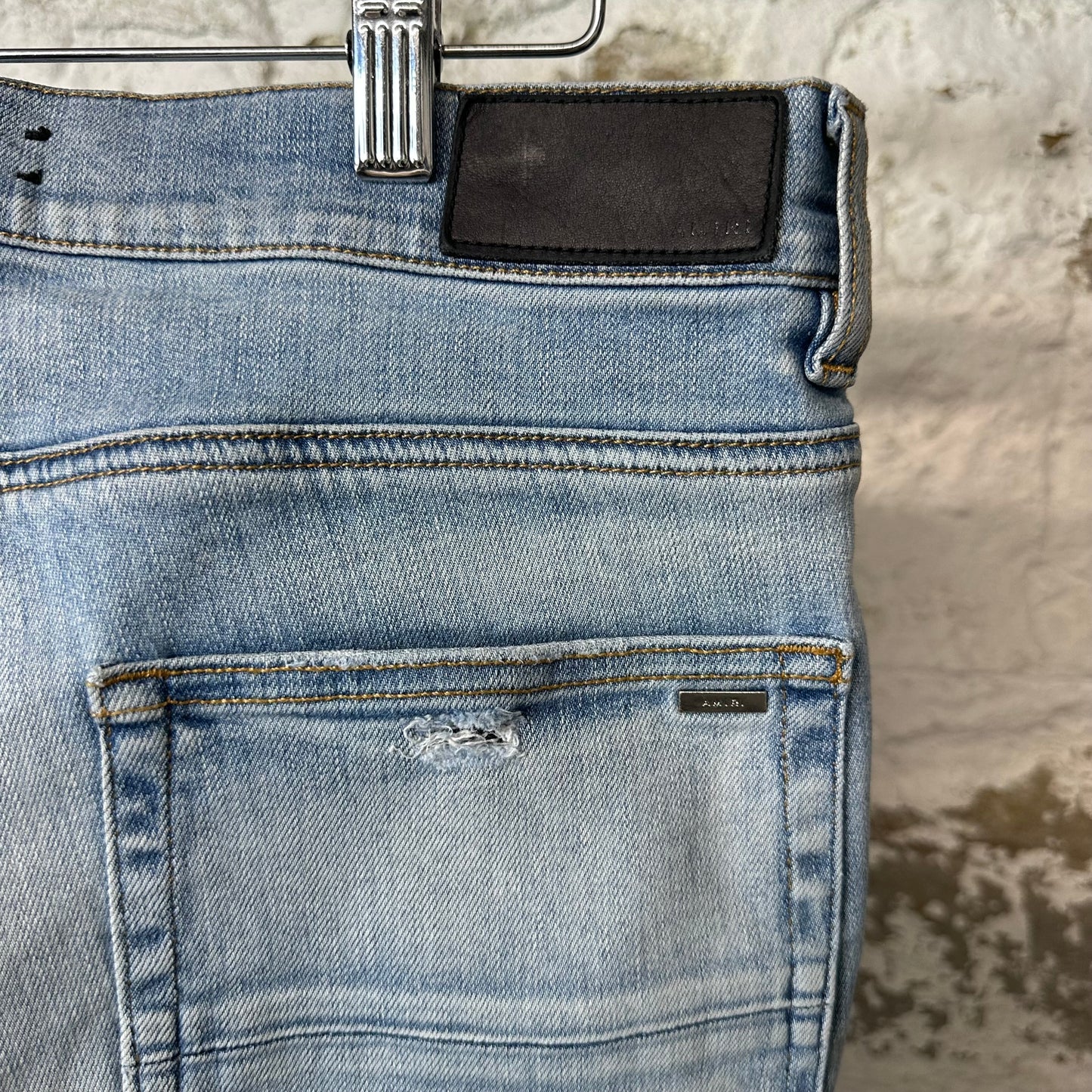 Amiri MX1 Tie Dye Patches Blue Denim Jeans Sz 34