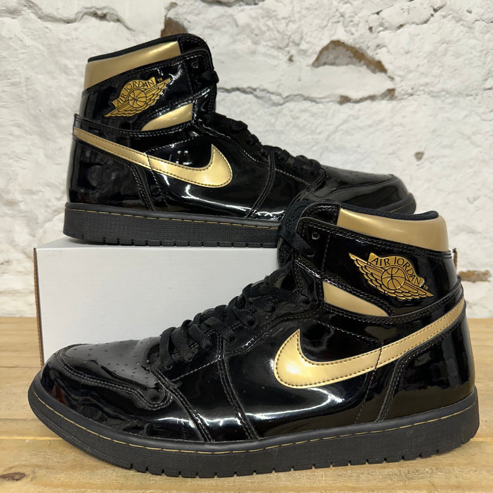 Air Jordan 1 High Black Metallic Gold Sz 14