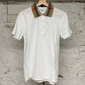 Burberry Plaid Collar White Polo Sz S