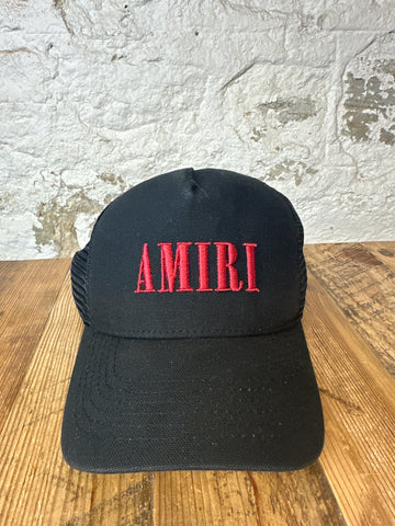 Amiri Red Spell Black Trucker Hat