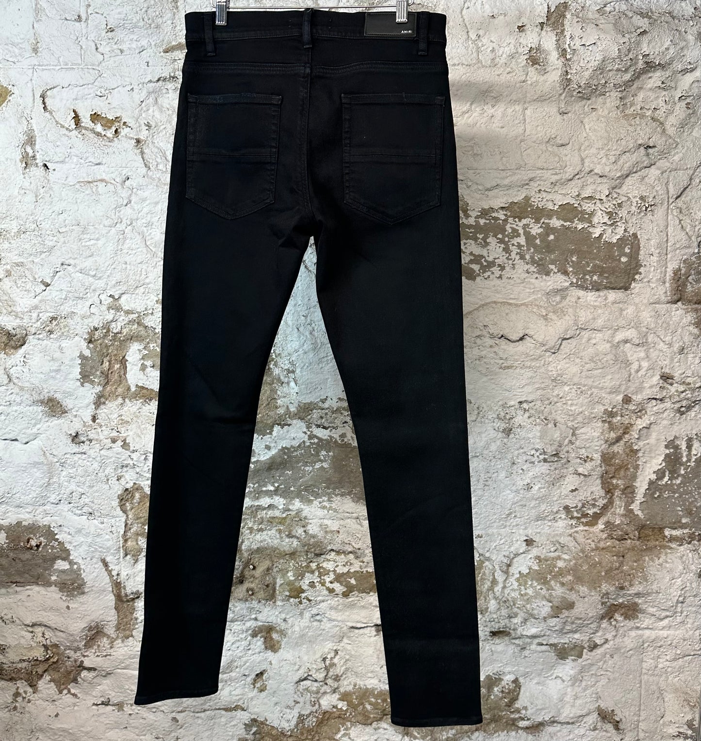 Amiri Knee Hole Plain Black Denim Jeans Sz 34