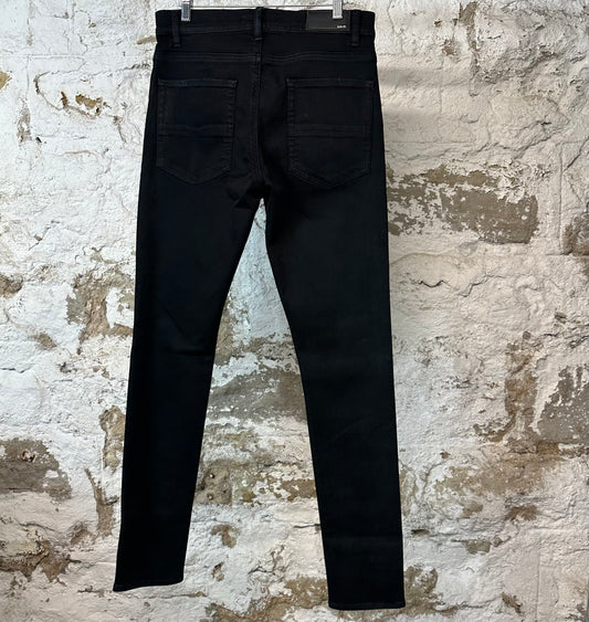 Amiri Knee Hole Plain Black Denim Jeans Sz 34
