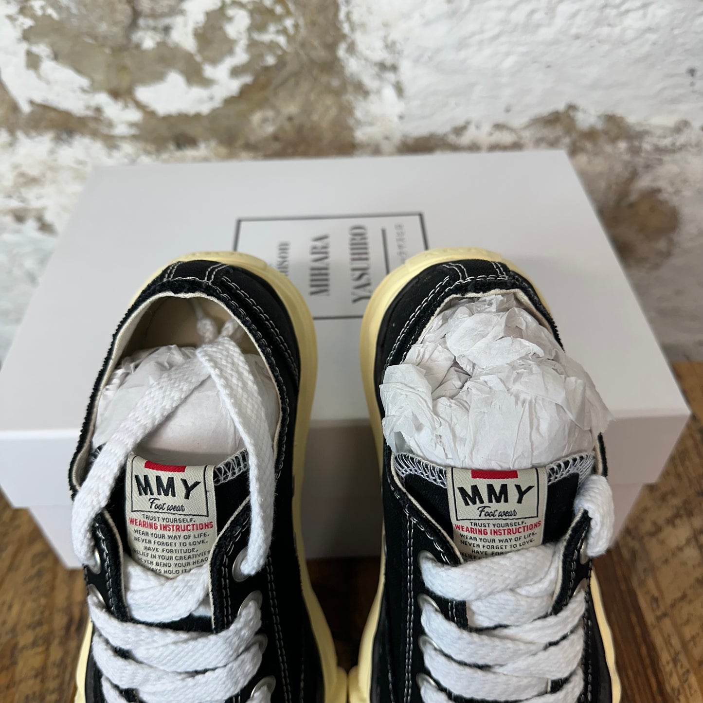 Maison Mihara Black Cream Peterson Sneaker Sz 7 (40) DS