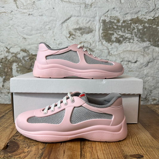 Prada Americas Cup Pink Rubber Grey Sneaker Sz 6 (38)