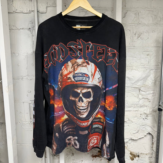 Godspeed Racer Goldie Black Long Sleeve T-Shirt Sz XXL