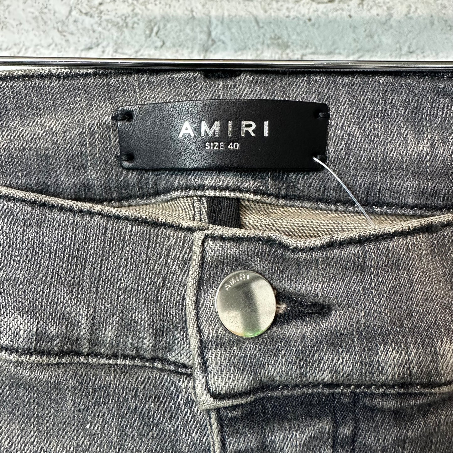 Amiri AM Drip Gray Denim Jeans Sz 40