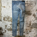 Amiri Distressed Side Spell Blue Denim Jeans Sz 31