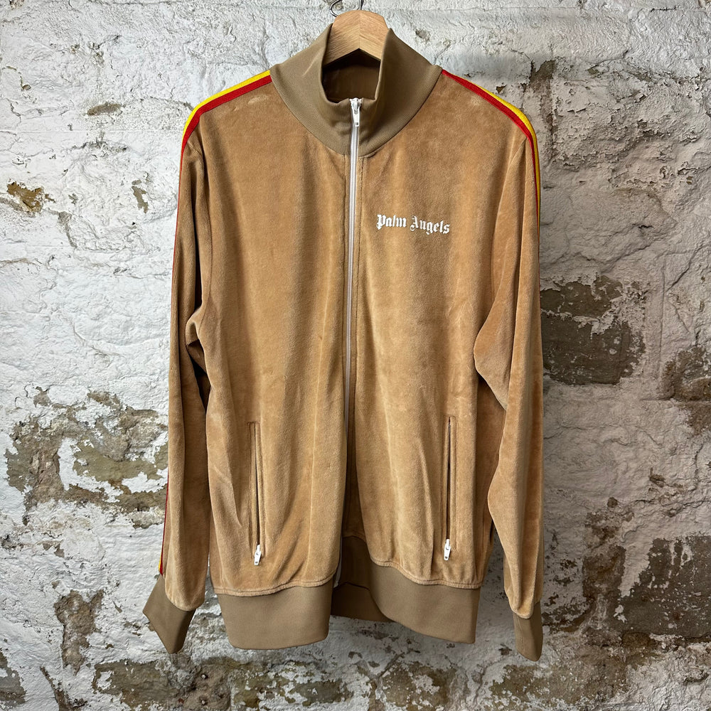 Palm Angels Rainbow Tan Velour Track Jacket Sz XL