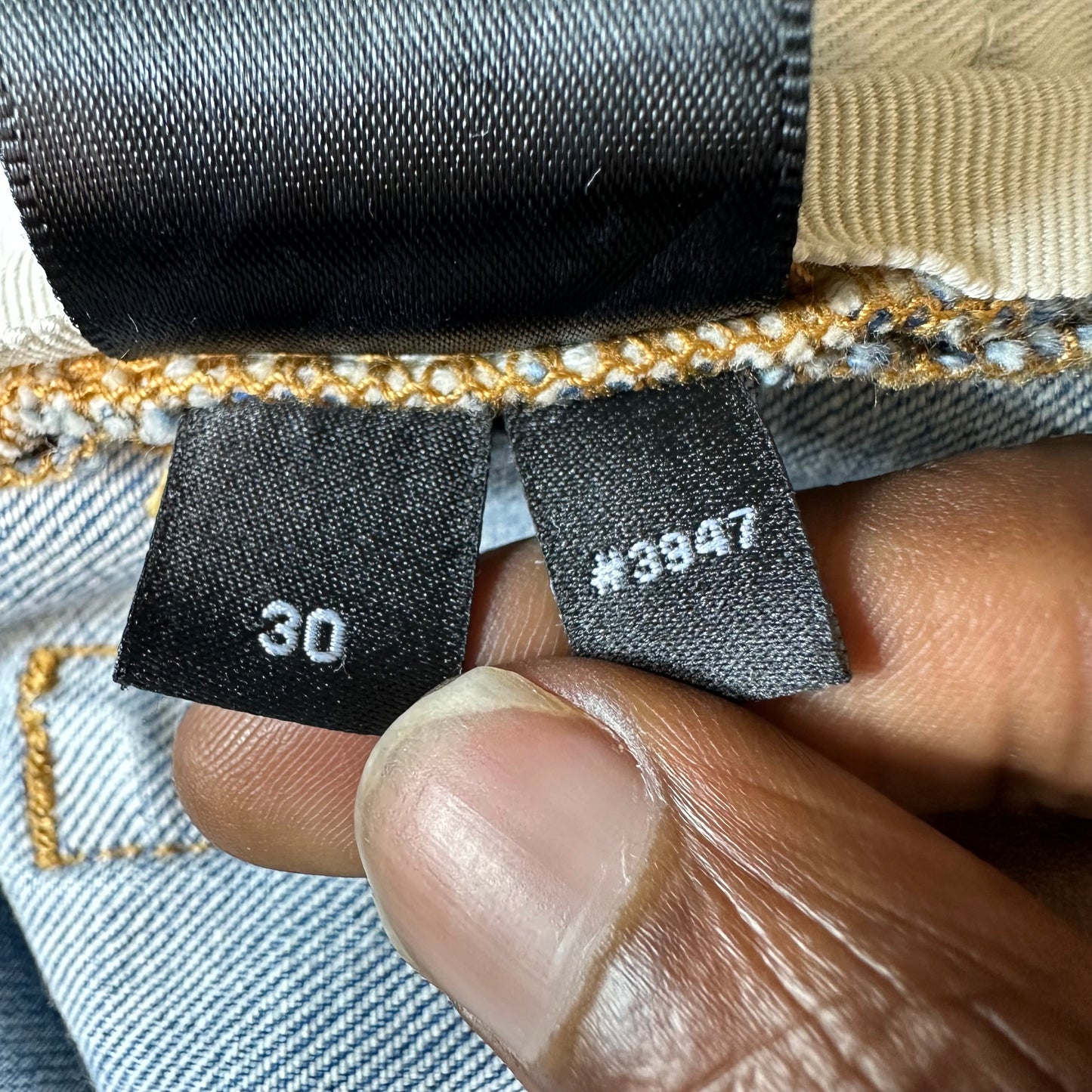 Amiri Varsity 22 Patch Blue Denim Jeans Sz 30