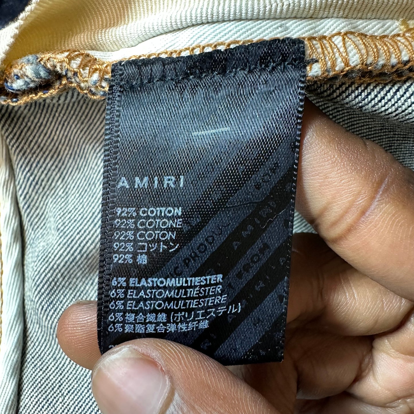 Amiri MX1 Orange Suede Dark Blue Denim Jeans Sz 40